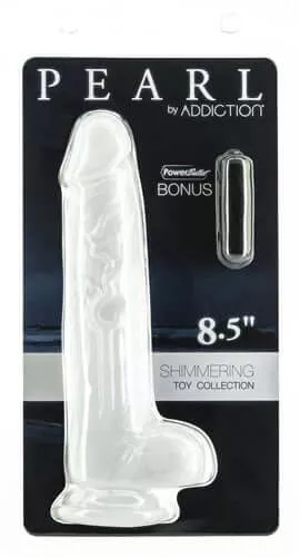 Addiction Pearl 8.5 Inch Dong Shimmering White Dildo and Bullet