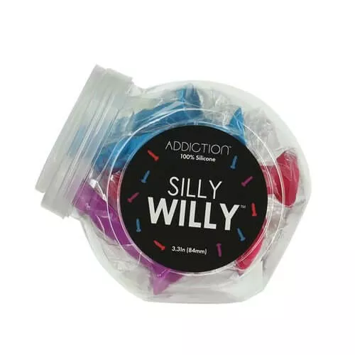 Addiction Silly Willy Silicone Mini Dongs 3.3 inches 12 Pc Display