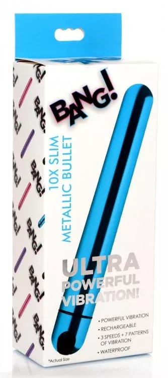 Bang 10X Slim Metallic Bullet Vibrator Blue