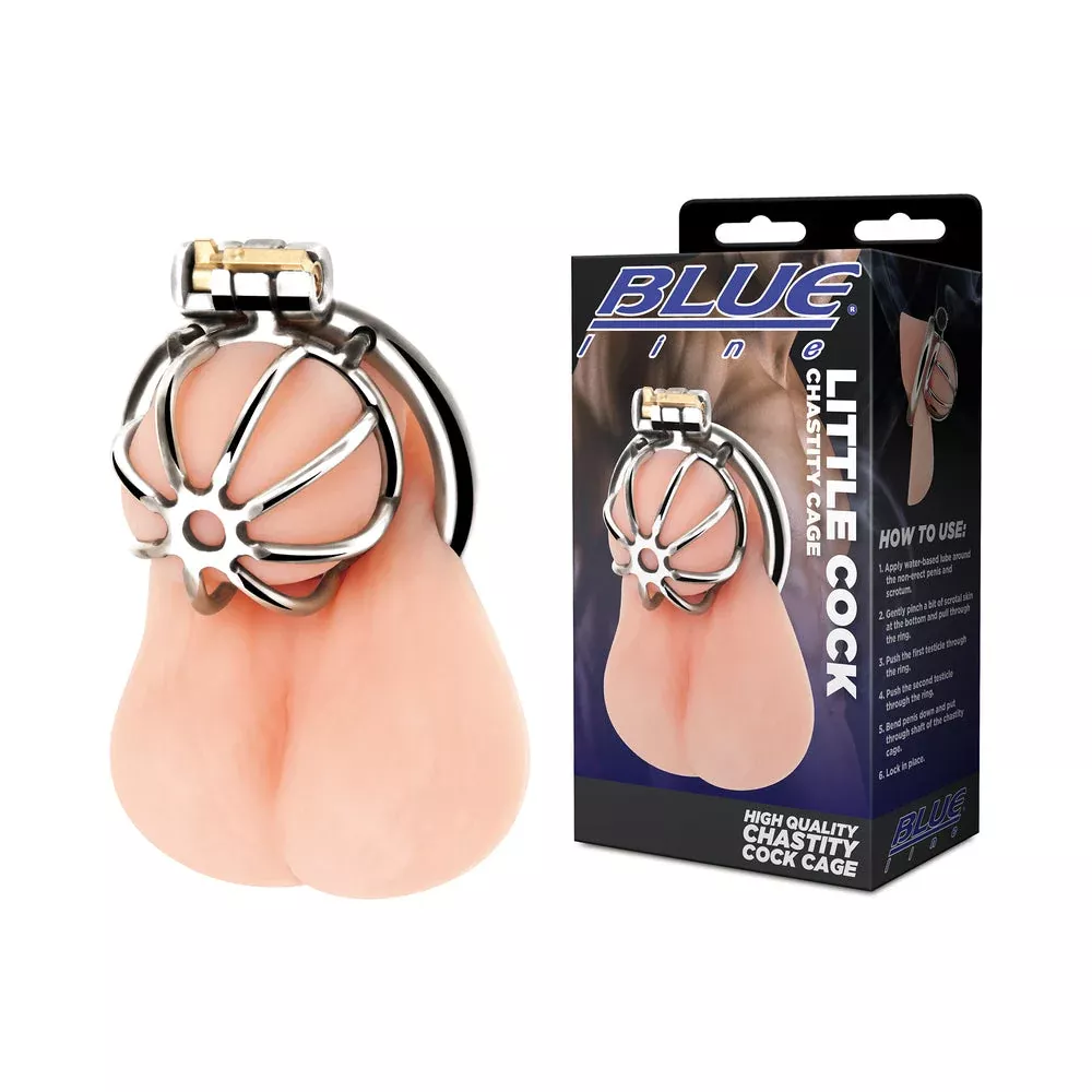 Blue Line Little Cock Chastity Cage - Red Garter Adult - For Him - For Her - Unisex
