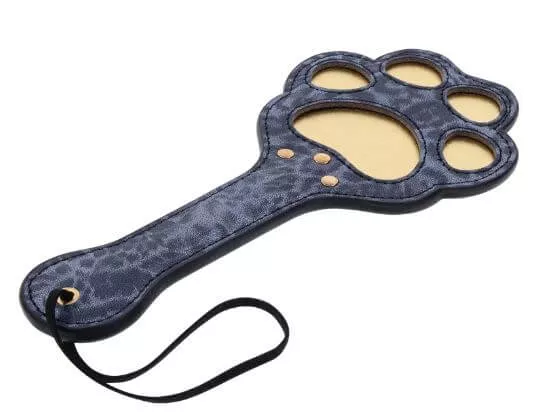 Cougar Paw Paddle | Blue Leopard Faux Leather Paddle with Paw Cutouts