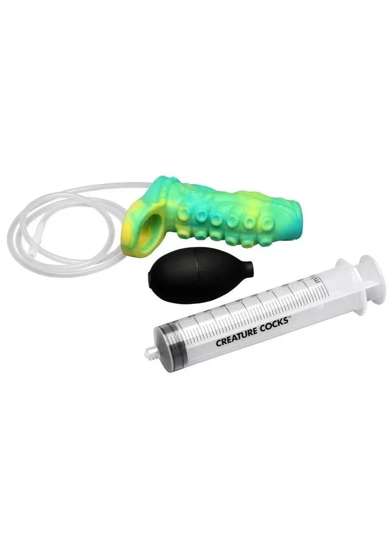 Creature Cocks Tentacle Squirting Silicone Penis Enhancer - Green/Yellow from Cherry Pie Online