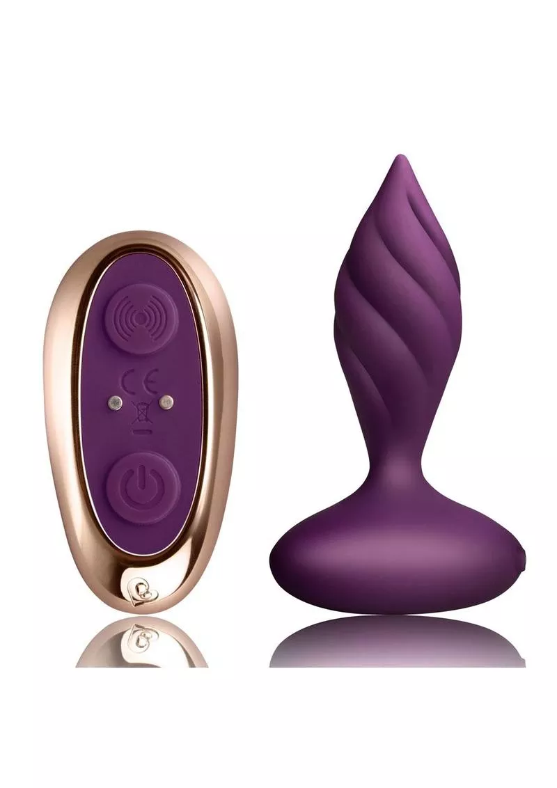 Desire Rechargeable Silicone Anal Plug with Remote Control - Purple/Rose Gold - Shop Velvet Box Online