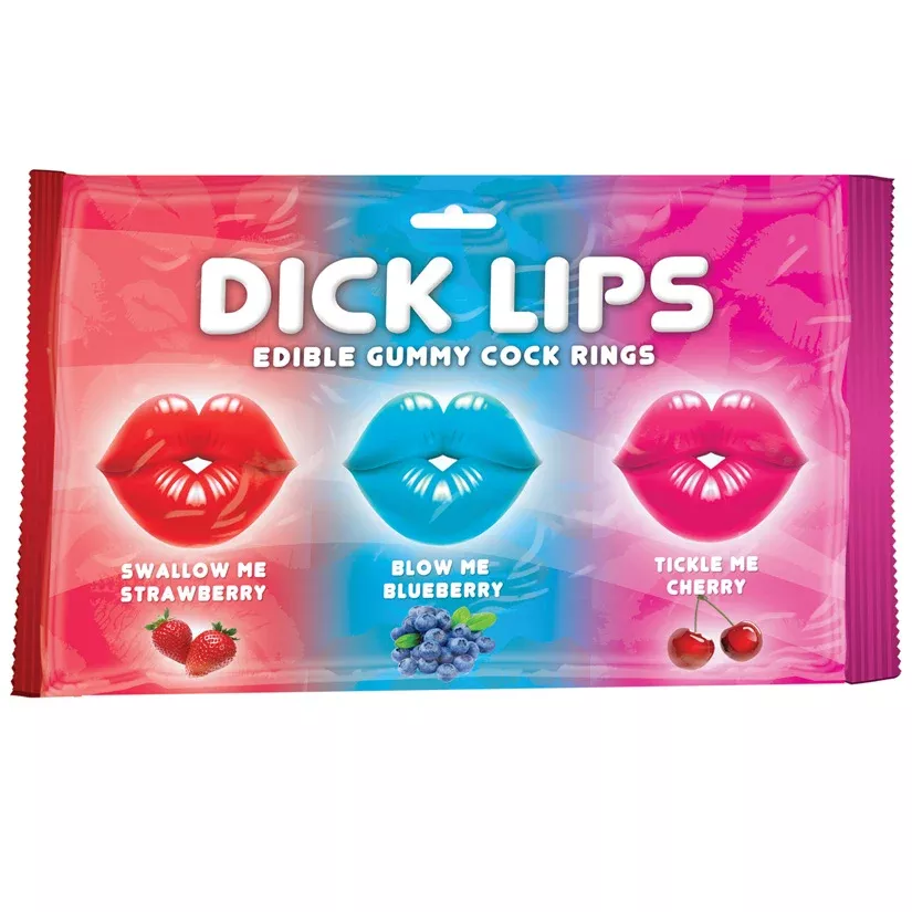 Dick Lips Gummy Cock Rings Assorted 3p...
