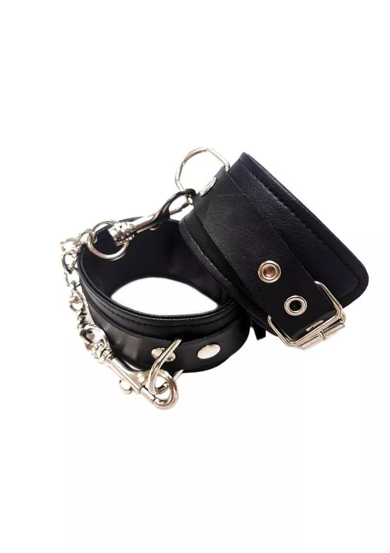 Fetish Play Ankle Cuffs Vegan Leather - Black - Shop Velvet Box Online