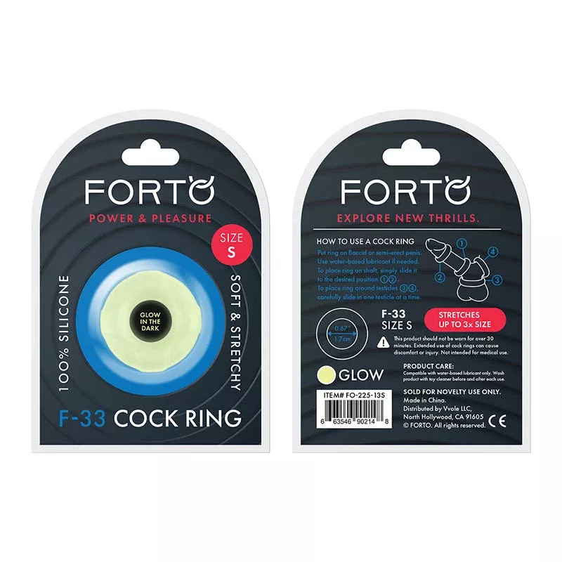 Forto F-33 Liquid Silicone Cockring Small Glow