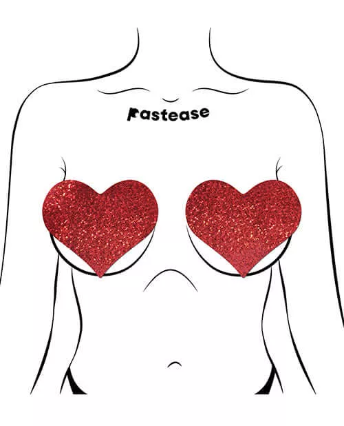 Heart Glitter Red Fuller Coverage Pasties - Maximum Support and Style by Pastease