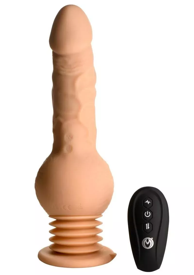 Master Series Passion Pounder Thrusting Sex Shaker Rechargeable Silicone Vibrator - Vanilla from Cherry Pie Online
