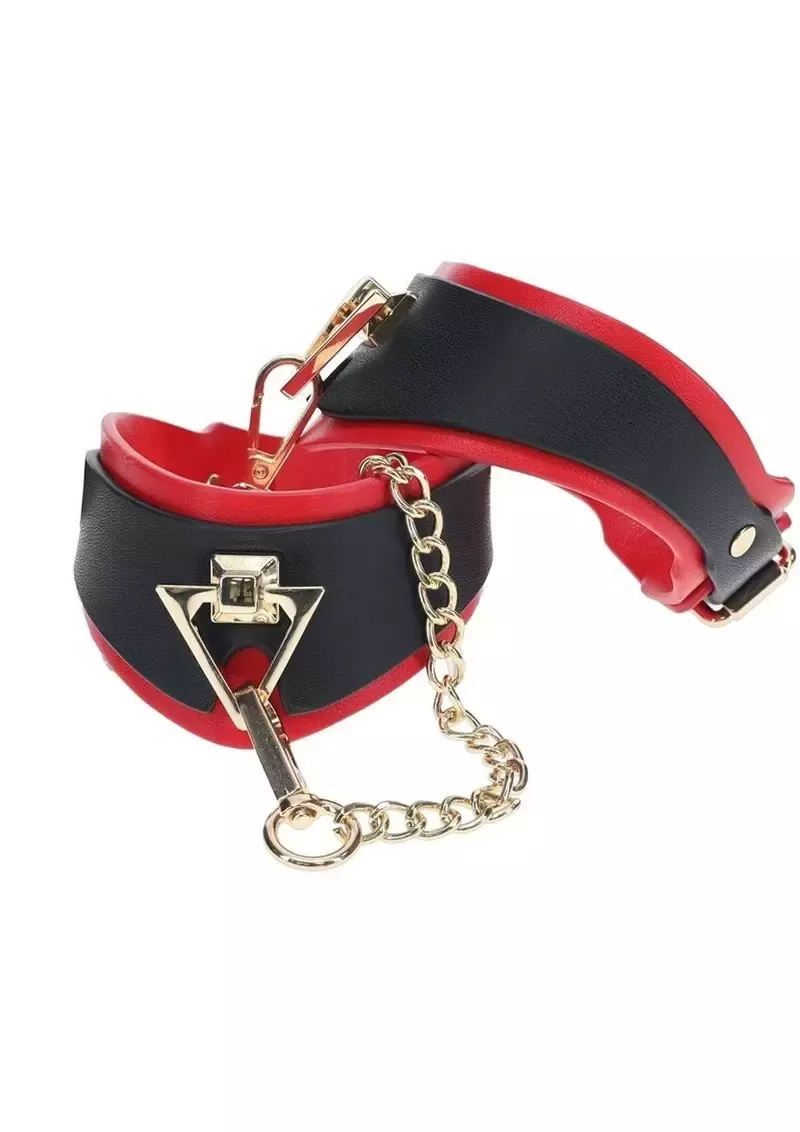 Ouch! Milan Collection Leg Cuffs - Black/Red from Cherry Pie Online