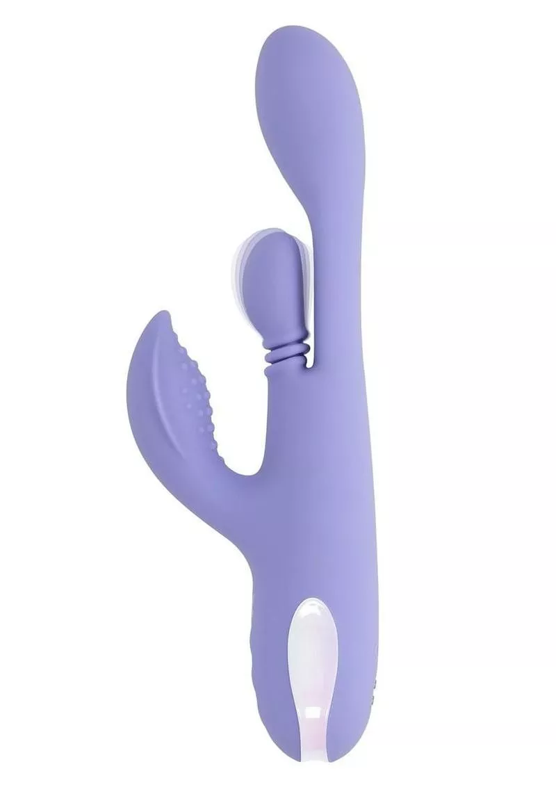 Playboy Nubbin Rubbin Rechargeable Silicone Triple nMotor Vibrator with Clitoral Stimulator - Purple from Cherry Pie Online