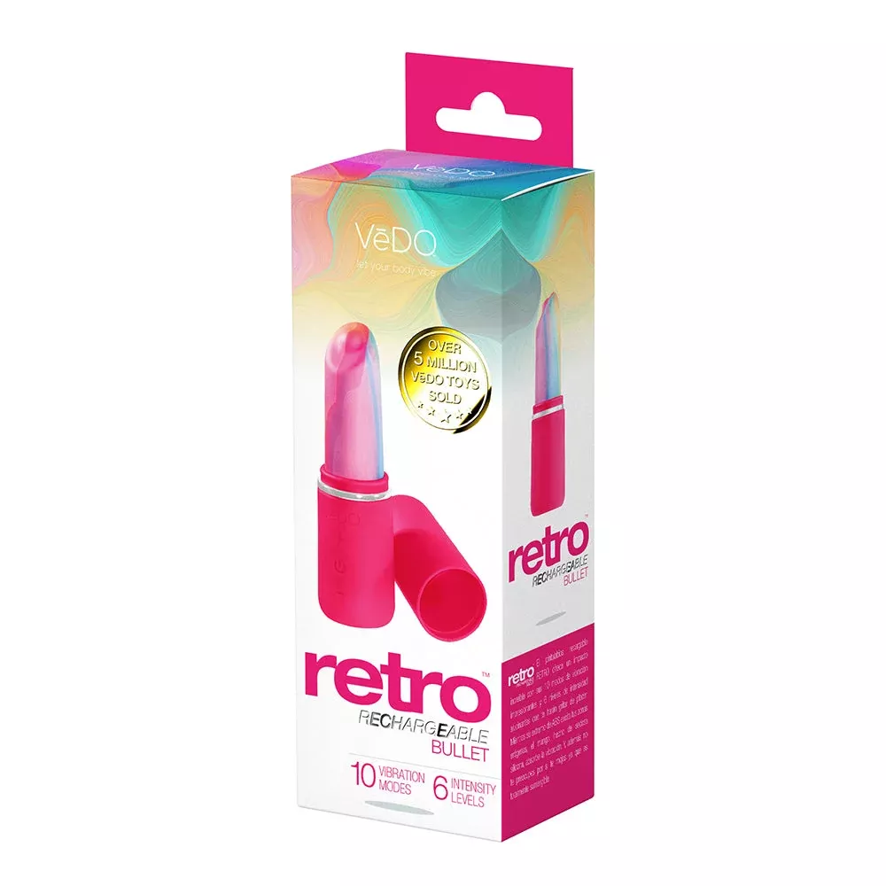 VeDO Retro Rechargeable Bullet Pink - Red Garter Adult