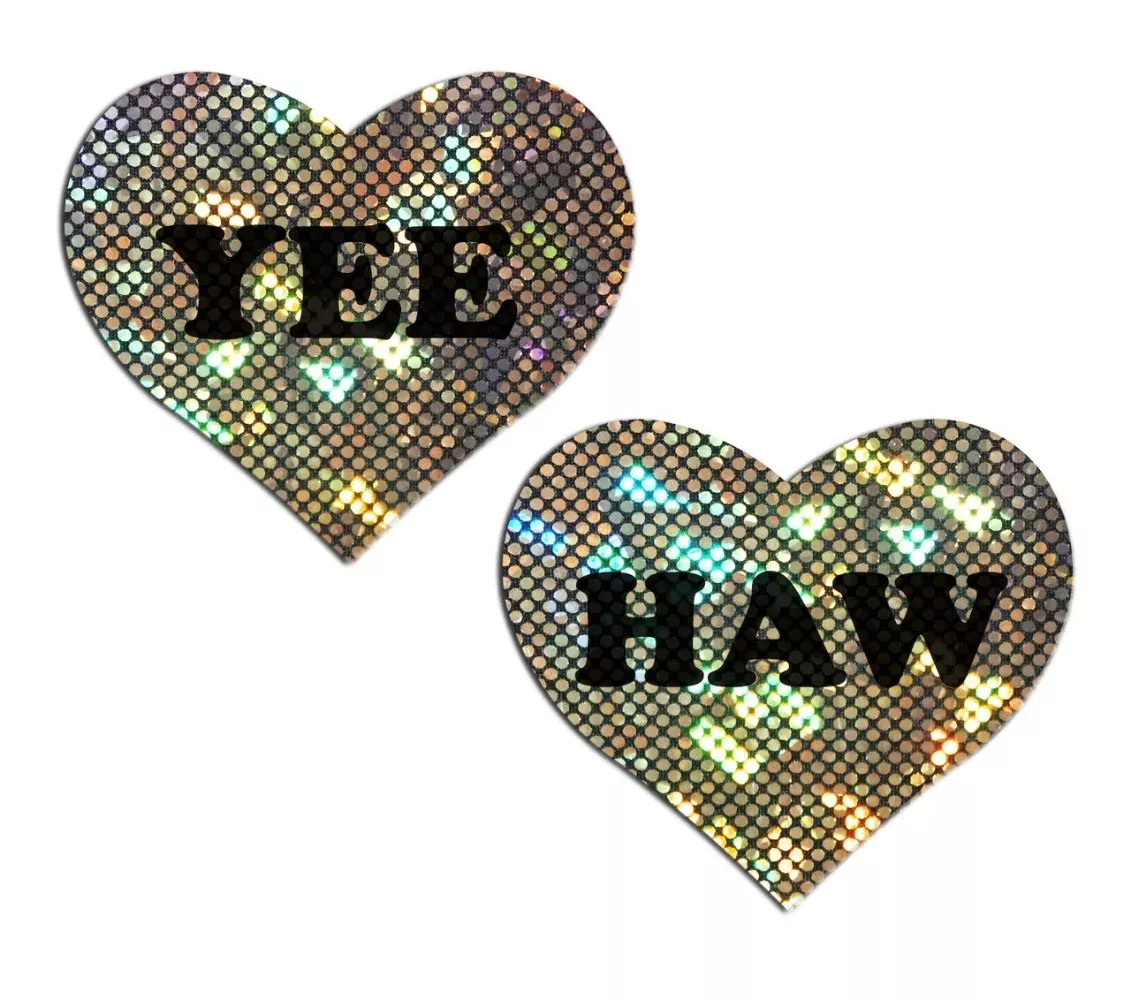 'YEE HAW' Black on Gold Glitter Heart